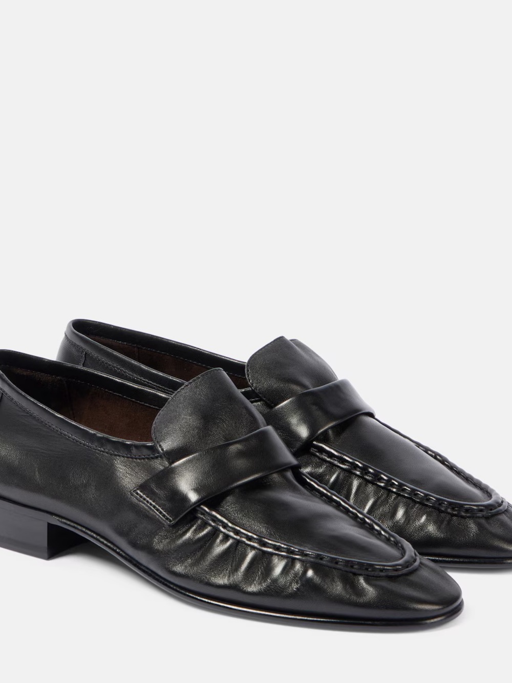 Men's Black Leather Slip-On Penny Loafers